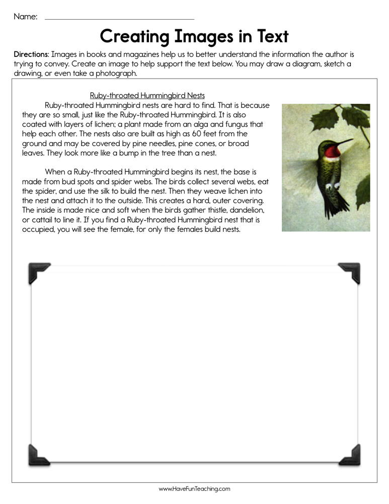 Creating Images in Text Worksheet teaching resource preview