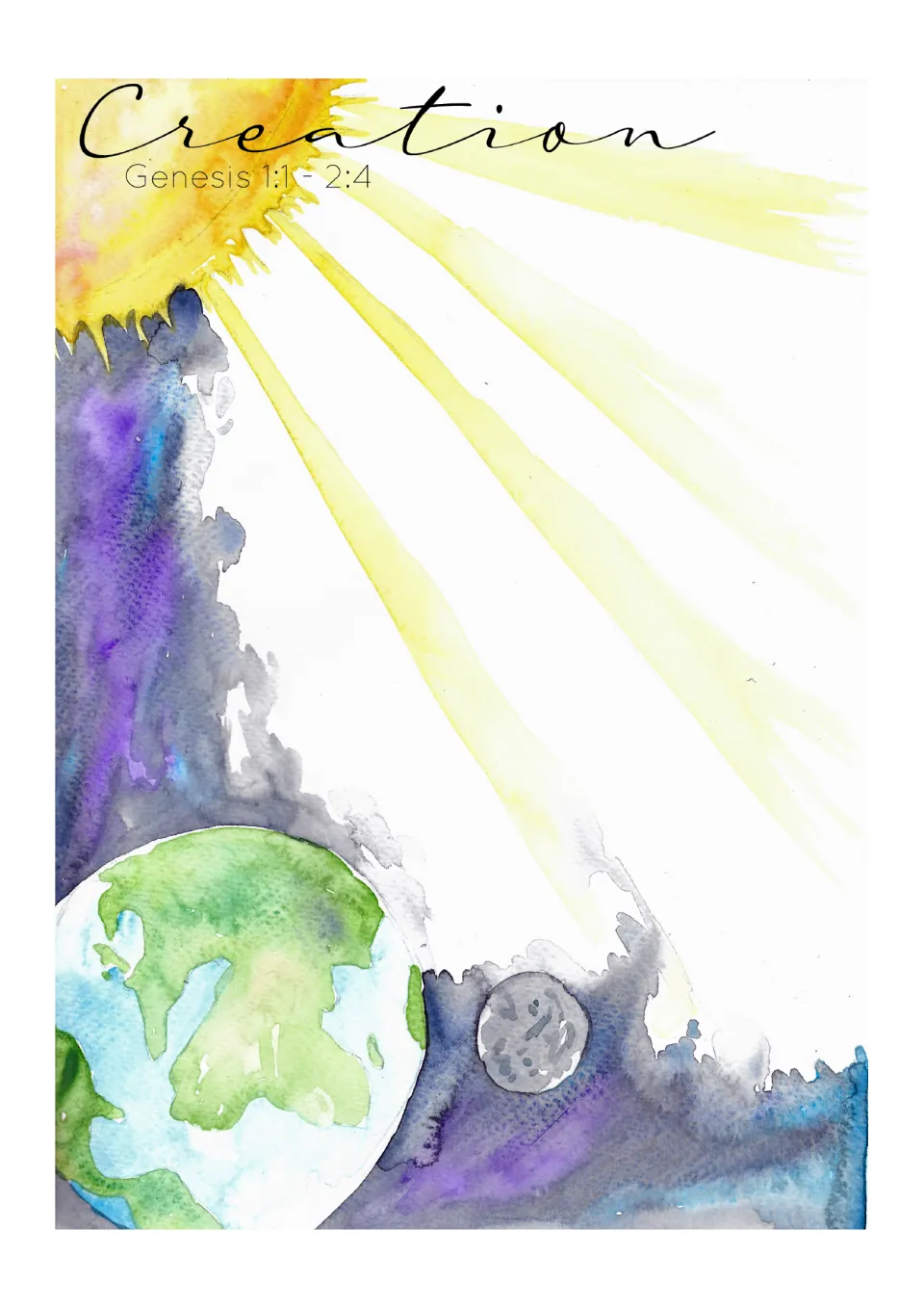 Cover of the creation Bible journaling pack, titled 'Creation' and referencing Genesis 1:1–2:4