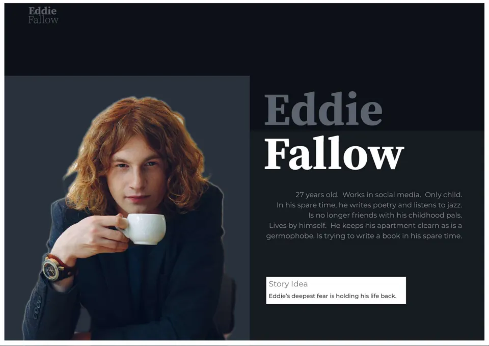 Eddie Fallow profile: 27-year-old germophobe writing a book; students write how his deepest fear holds his life back