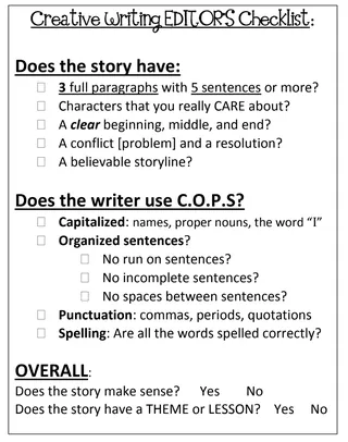 Creative Writing Checklists – cover
