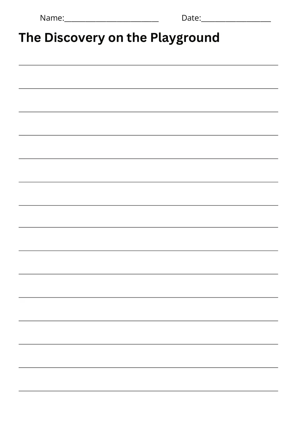 Response page for The Discovery on the Playground: students draft their story about finding the mysterious key