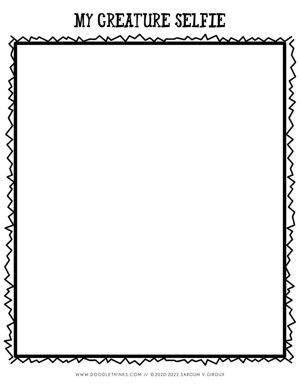 My Creature Selfie free draw: students invent and draw a whole creature self-portrait from scratch, with no starter shape