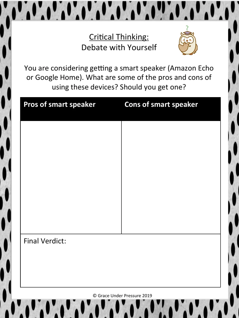 Smart speaker debate: students weigh pros and cons of an Amazon Echo or Google Home and decide whether to get one