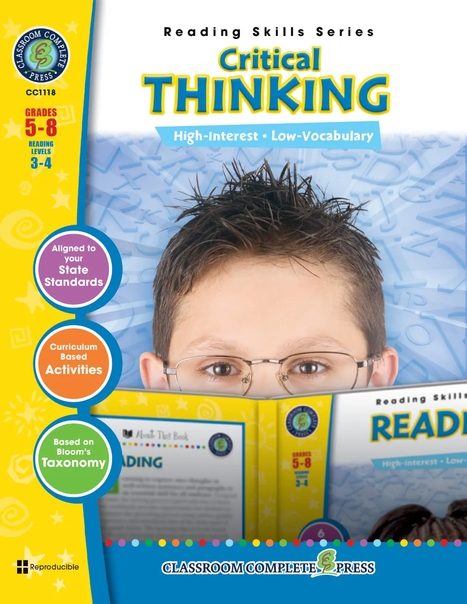 Critical Thinking cover from the Reading Skills Series, grades 5-8, high-interest low-vocabulary, based on Bloom's Taxonomy