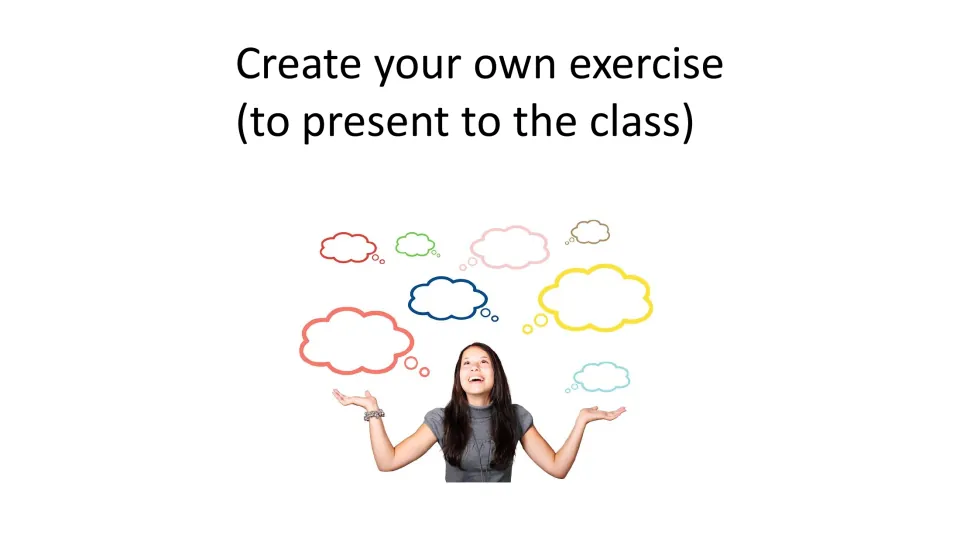 Exercise task card asks students to create their own exercise to present to the class during the competition.