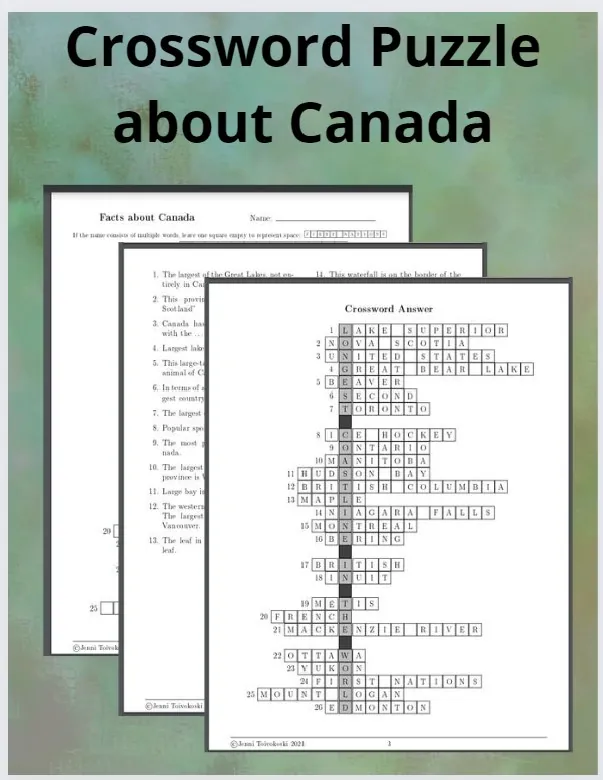 Crossword Puzzle about Canada – cover