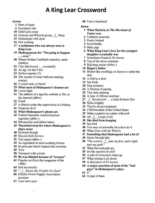 Crossword Puzzle: King Lear – sample page 2