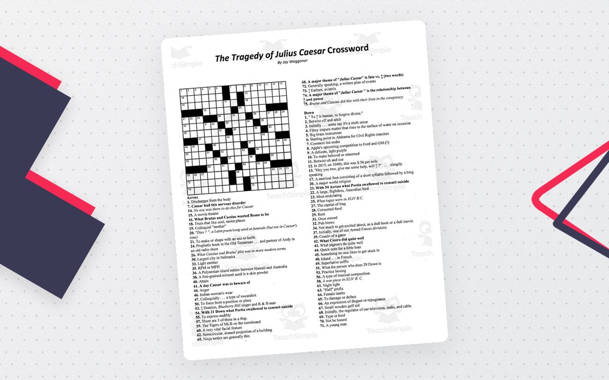 Crossword Puzzle: The Tragedy of Julius Caesar preview: Large numbered crossword grid