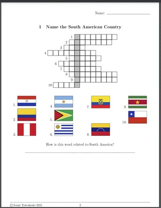 Crossword Puzzles about World Flags – sample page 2