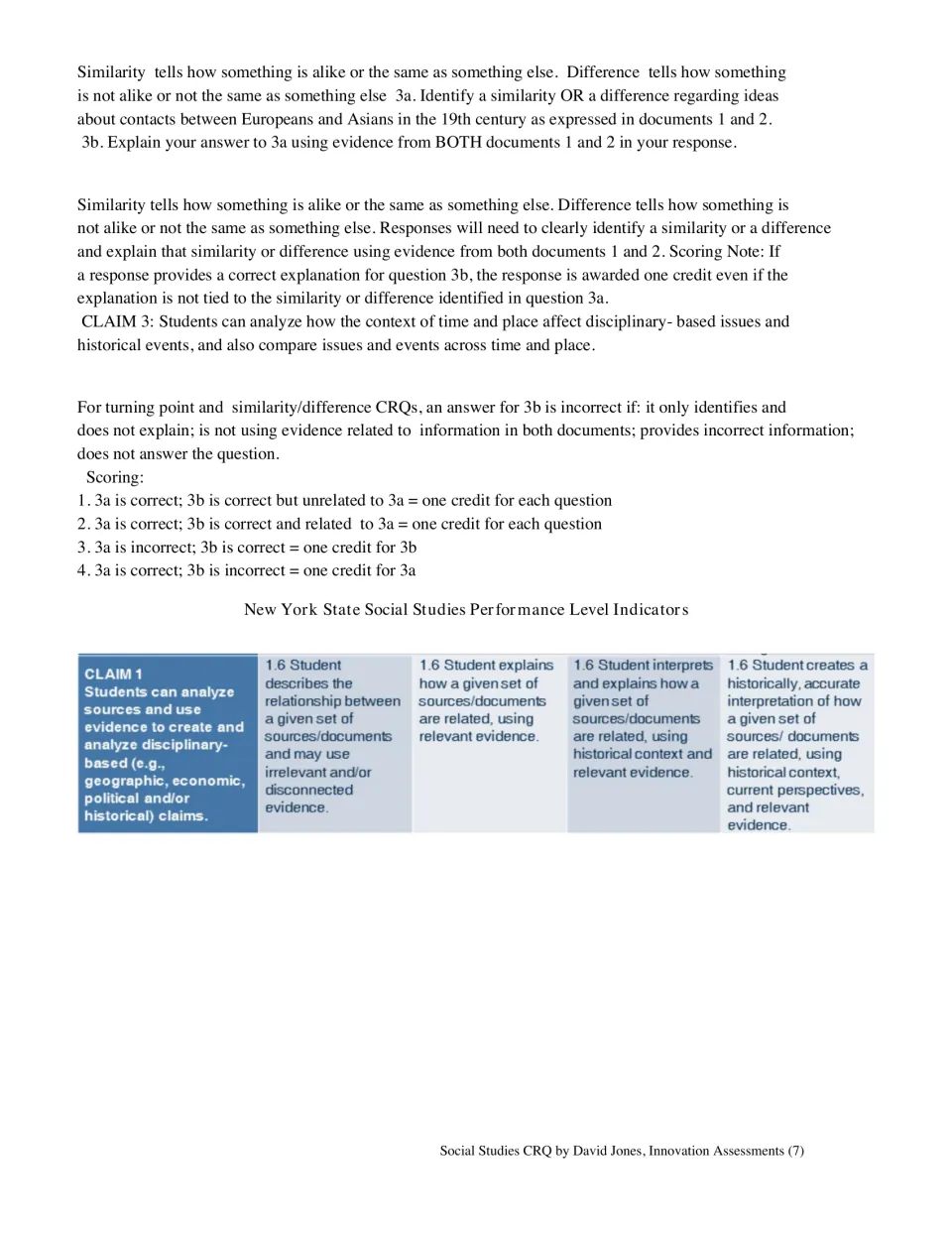 Comparison questions 3a and 3b: students identify and explain a similarity or difference in European-Asian contact