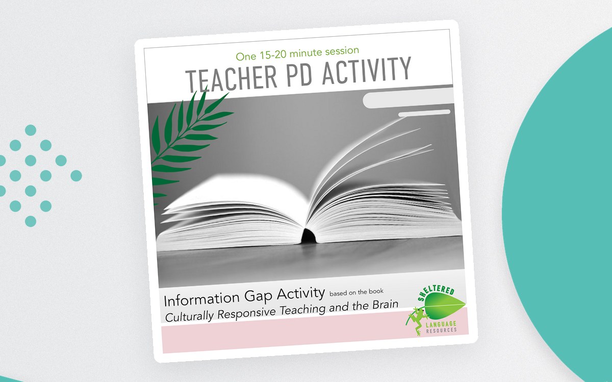 Culturally Responsive Teaching and the Brain professional-development activity cover with an open book and green leaf graphic.
