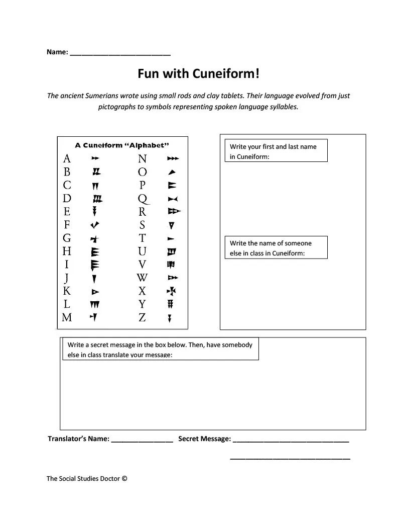 Cuneiform and the Code of Hammurabi | Ancient History Worksheets – cover