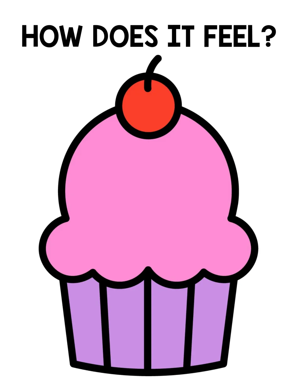 How Does It Feel? mat: a large faceless cherry-topped cupcake where children can add a face to show a chosen emotion