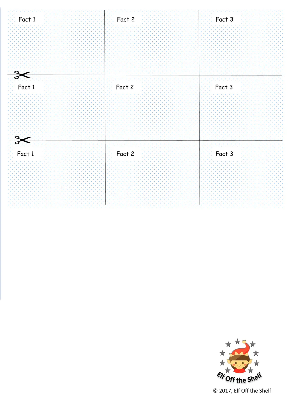 Foldable cut-out piece: three rows of Fact 1, Fact 2 and Fact 3 panels where students write facts about each flap topic