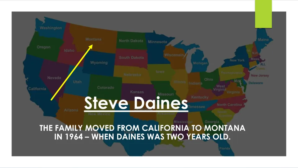 Childhood slide tracing the Daines family's move from California to Montana in 1964, when he was two
