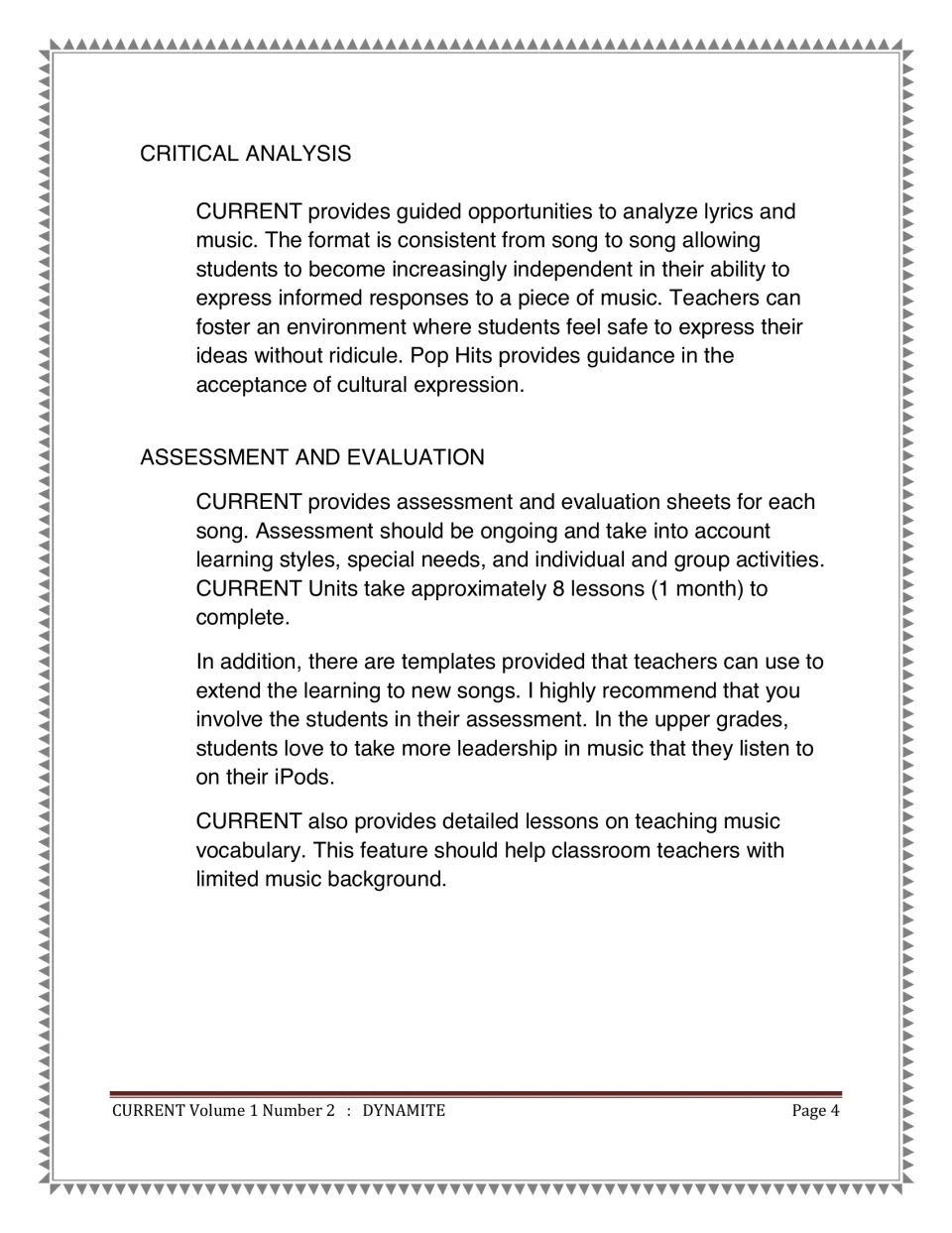 Critical analysis and assessment notes: guided lyric analysis, evaluation sheets, song templates and an 8-lesson timeline