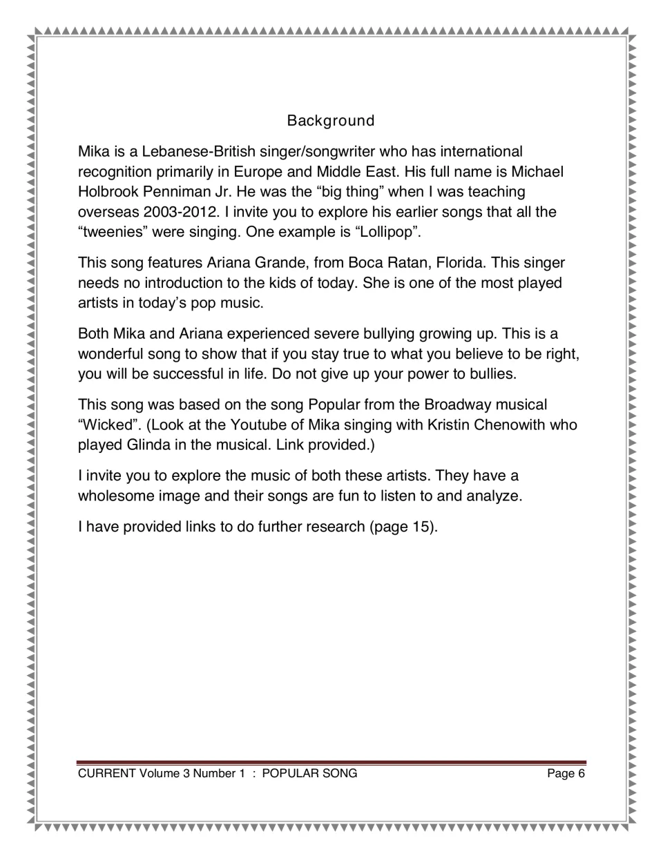 Song background introducing Mika and Ariana Grande, bullying themes, and the connection to Wicked