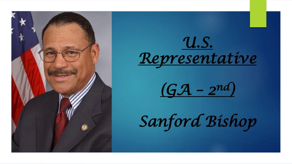 Biography presentation cover identifying Sanford Bishop as U.S. representative for Georgia’s 2nd district