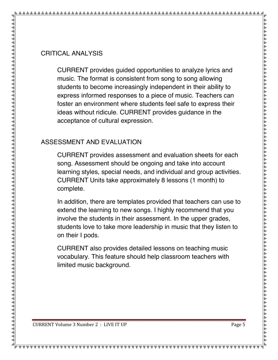 Teacher guidance covers critical analysis, ongoing assessment, and a suggested pace of eight music lessons
