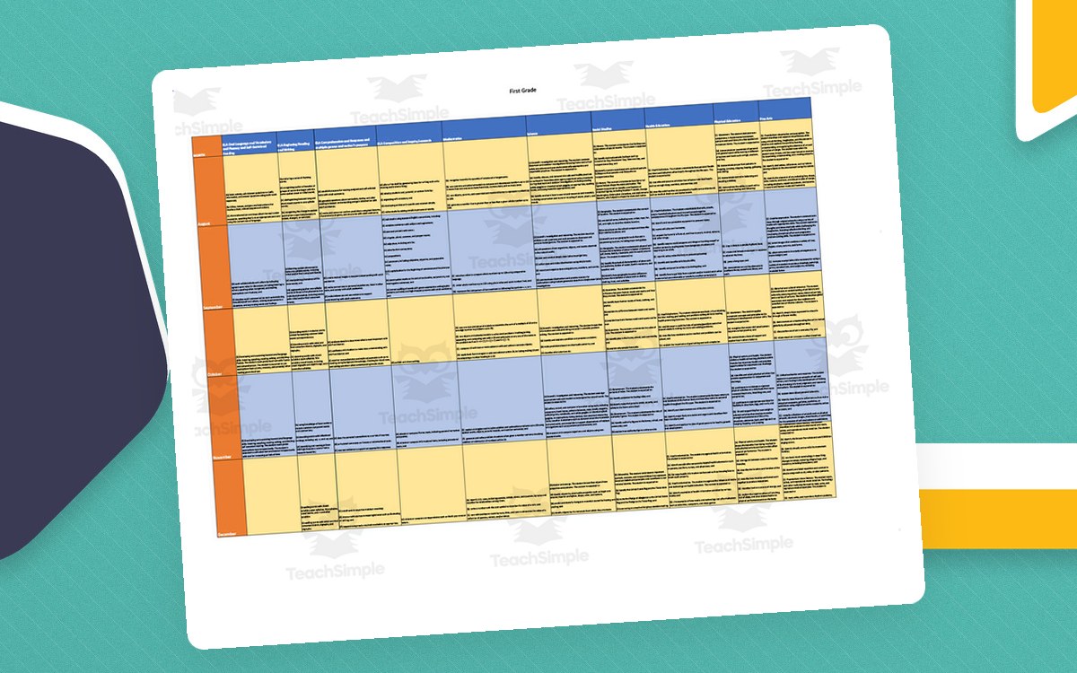 Curriculum Map for 1st Grade TEKS - Texas preview