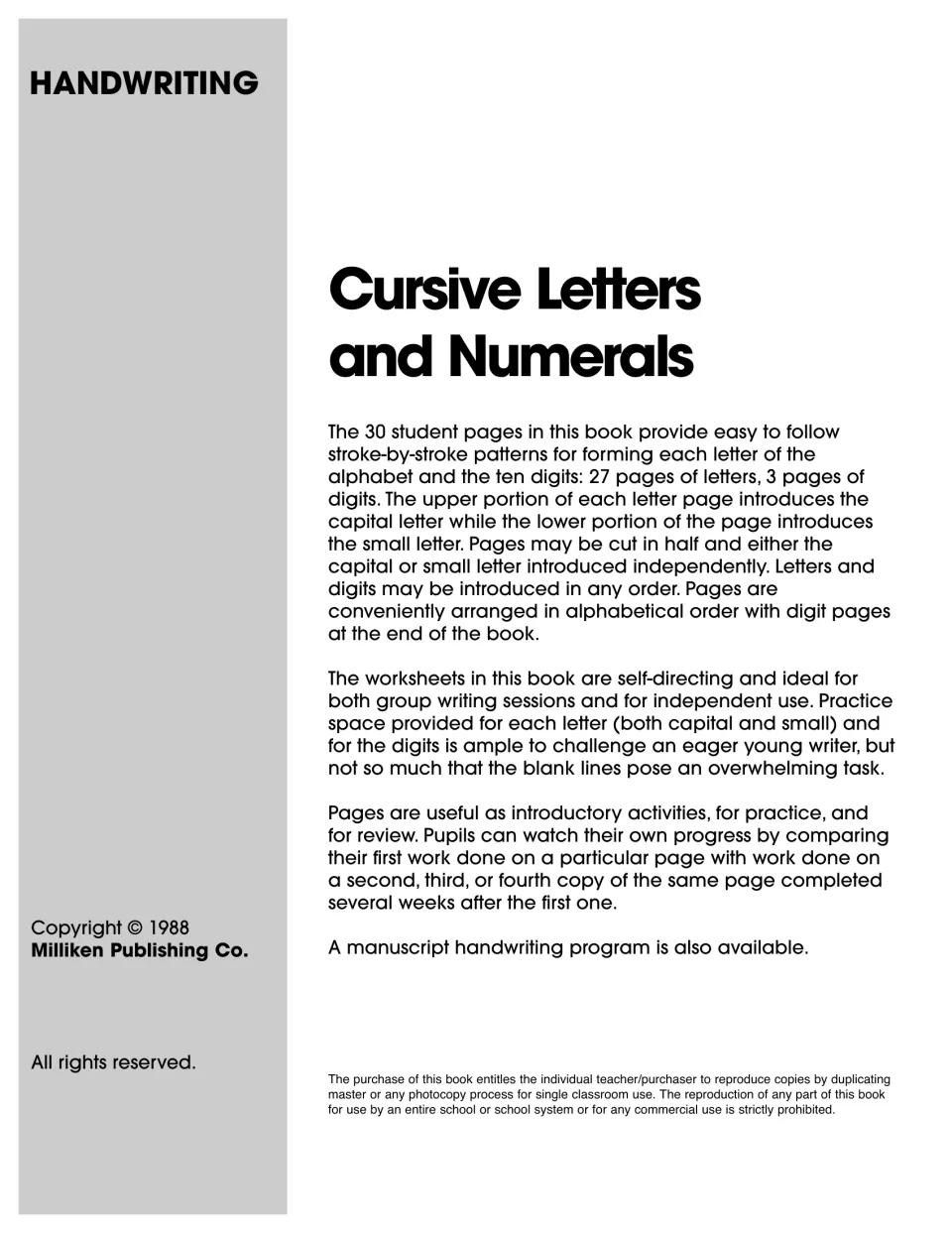 Title page explaining how pages work: capital letter on the top half, small letter below; halves can be cut and used apart