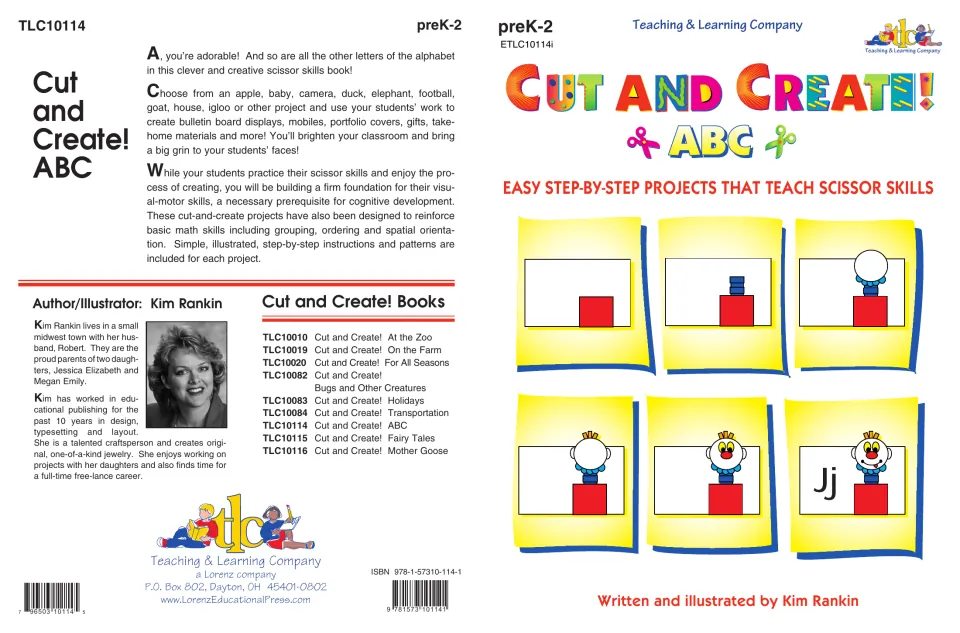 Cut and Create! ABC cover: scissor skills book of step-by-step alphabet projects, shown building a J jack-in-the-box
