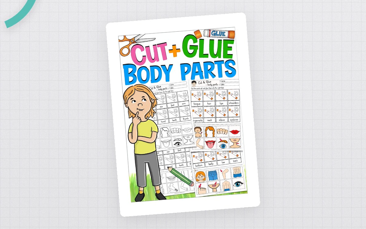 Body Parts Cut and Glue – Matching Activity preview: parts of the body cut and paste practice pages