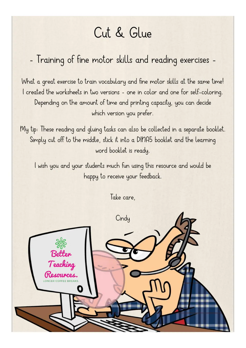 Teacher note: practise clothing words and fine motor skills, color or self-coloring versions, tip for an A5 word booklet