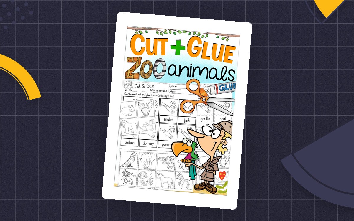 Cut & Glue Zoo Animals – Vocabulary Match Sheet preview