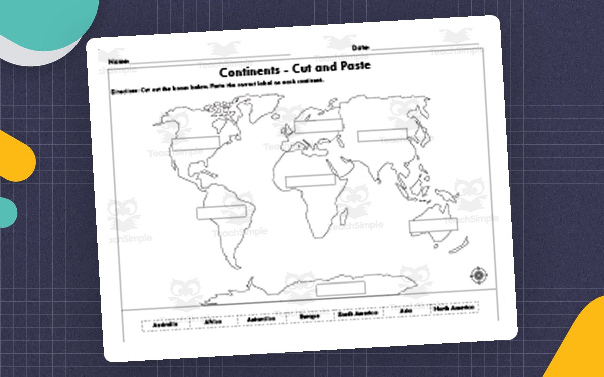 Cut and Paste World Map – 7 Continents Activity preview