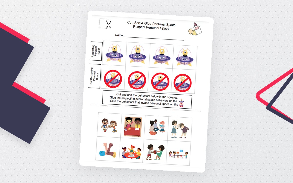 Cut, Sort, & Glue-Respecting Personal Space Sorting Activity preview