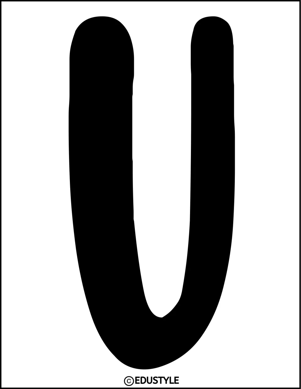 Solid black uppercase U, a title letter for the Fourth of July bulletin board or door decor display