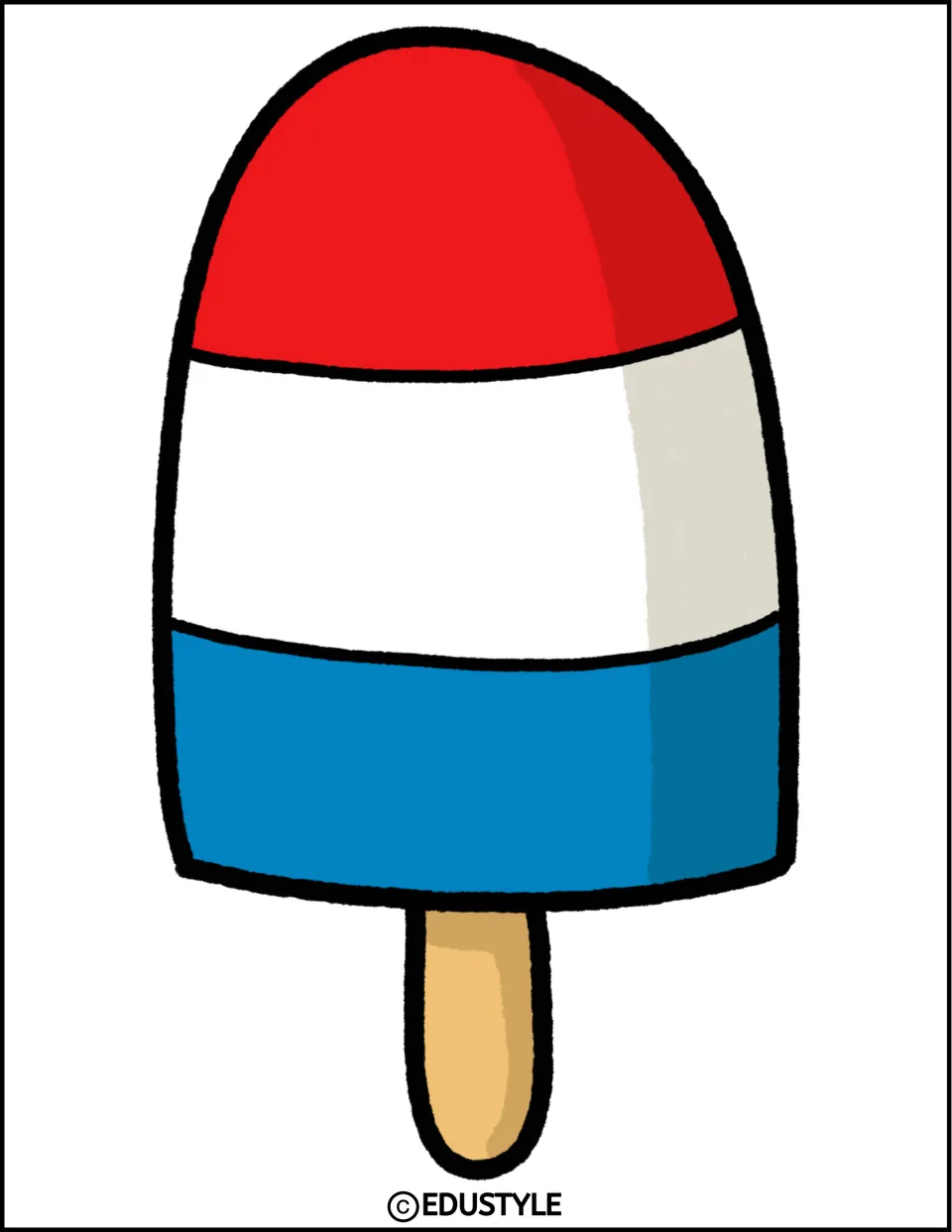Single red, white, and blue popsicle cutout for the Fourth of July bulletin board or door decor display