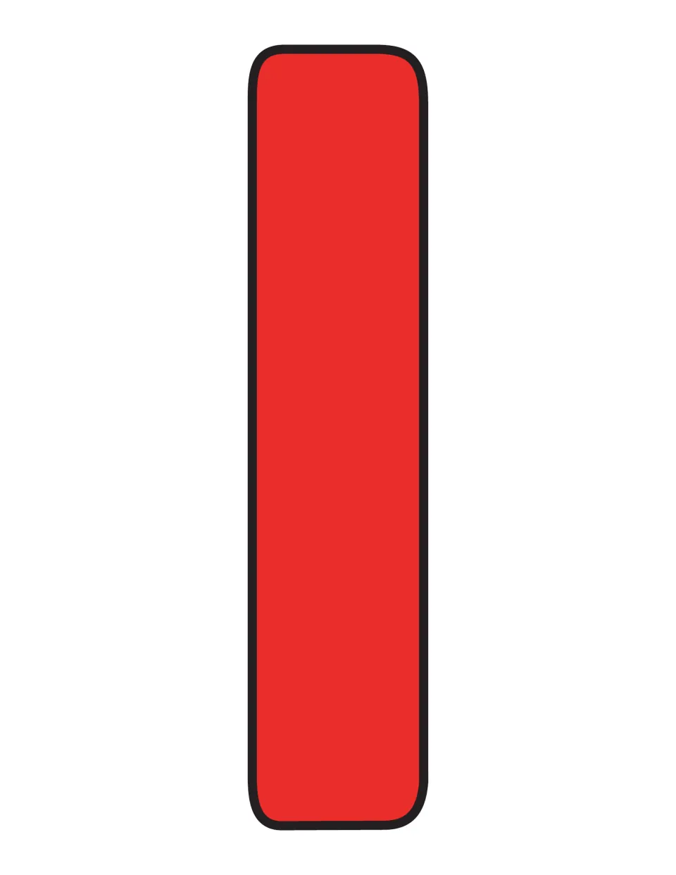 Numeral 1 cutout in solid red from the blank color set, with no multiples printed inside, ready to cut out for display