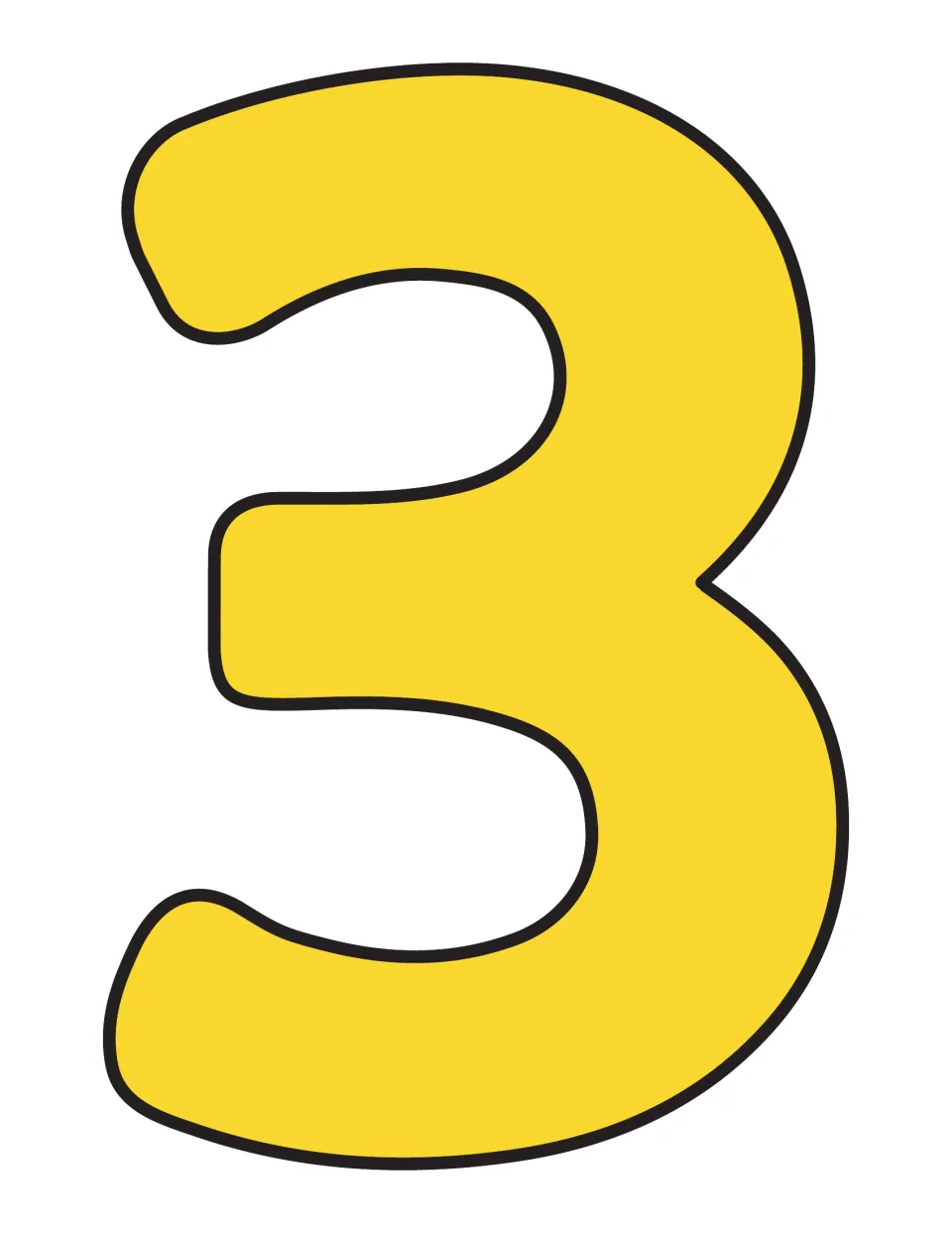 Blank yellow numeral 3 cutout left empty so the class can add multiples of three while skip counting