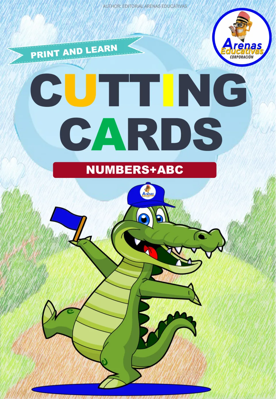 Cover of the cutting flashcard resource, labeled 'Cutting Cards' and 'Numbers+ABC' with 'Print and Learn'