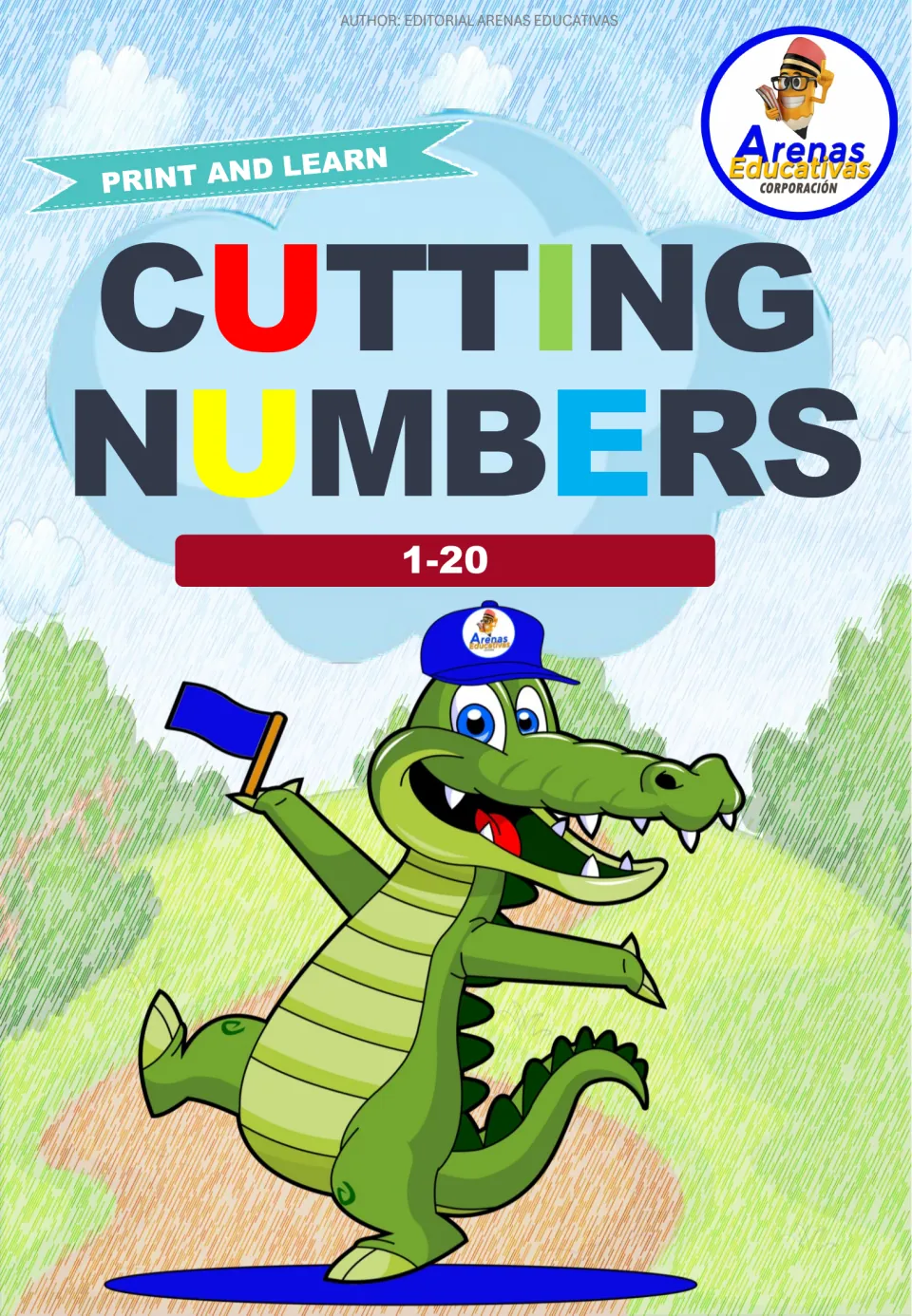 Cover of the number-cutting resource, titled 'Cutting Numbers 1–20', with the heading 'Print and Learn'.