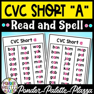 Short A CVC Words – Phonics Word List Posters – cover