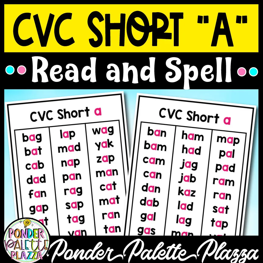 Short A CVC Words – Phonics Word List Posters – cover