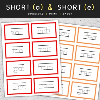 CVC Words Tracing Flashcards: Short Vowels (A E I O U), CVC Words List – sample page 2