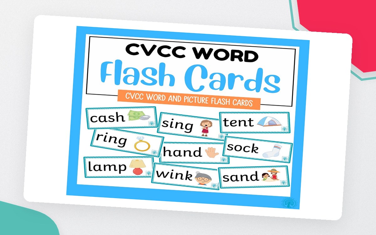 CVCC Word and Picture Flash Cards teaching resource preview