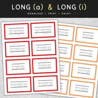 CVCe Words Tracing Flashcards: Long Vowels (A I O U), CVCe Words List – sample page 2