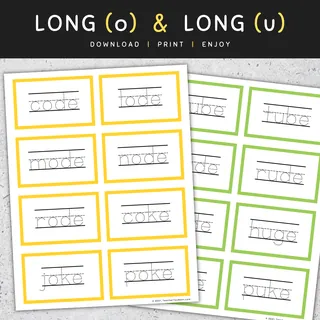 CVCe Words Tracing Flashcards: Long Vowels (A I O U), CVCe Words List – sample page 3