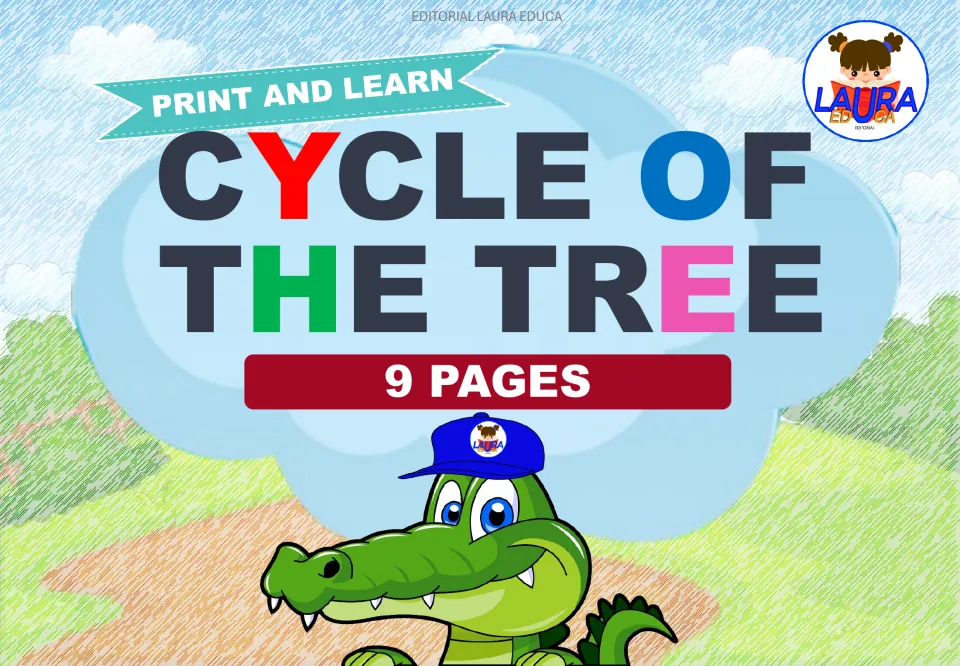 Cover of the tree cycle poster resource, titled 'Cycle of the Tree', with 'Print and Learn' and '9 Pages'