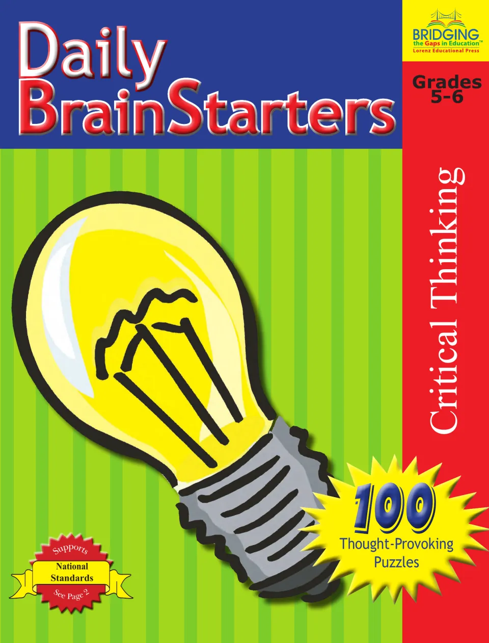 Daily BrainStarters cover identifying 100 critical thinking puzzles for students in grades 5–6