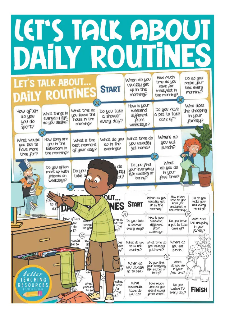 Daily Routines Speaking Game – ESL Board Game – cover