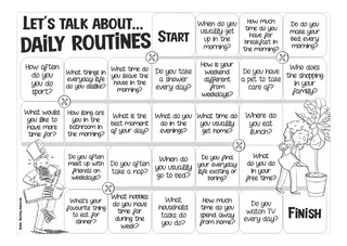 Daily Routines Speaking Game – ESL Board Game – sample page 2