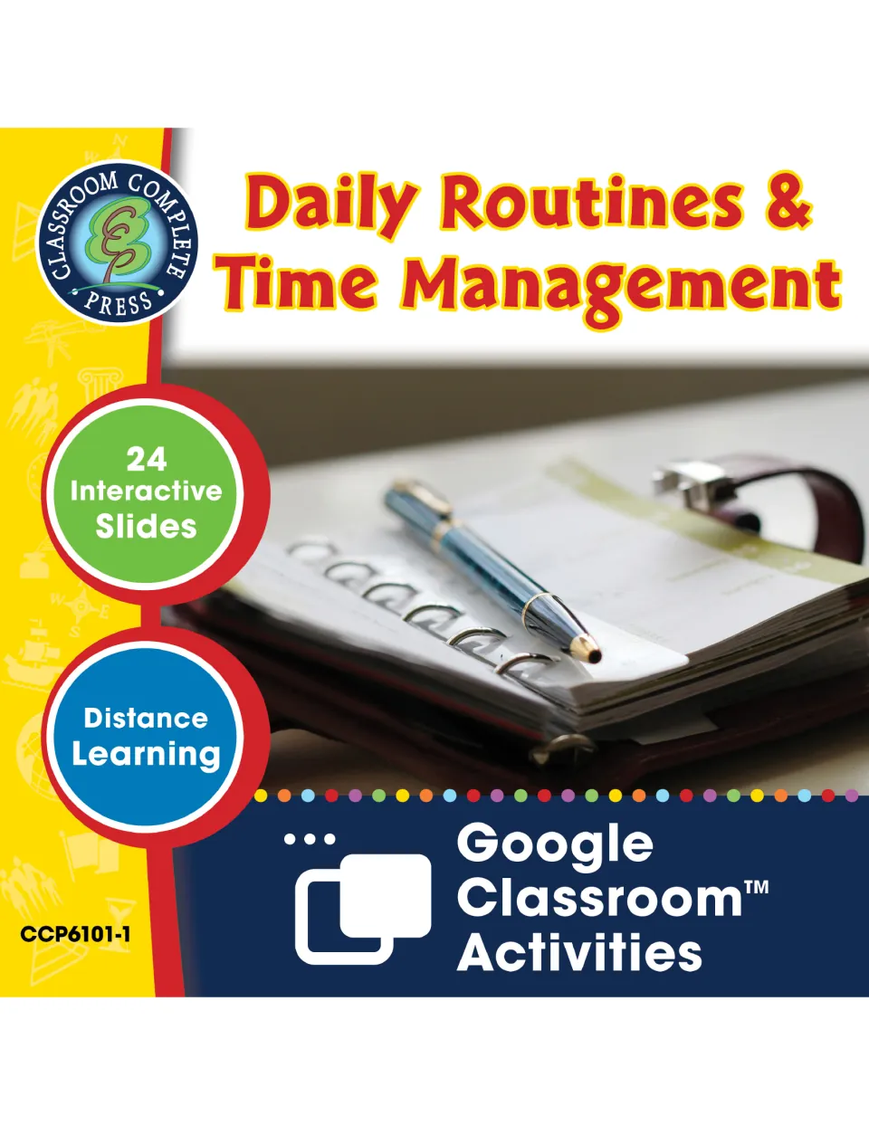 Daily Routines & Time Management cover: 24 interactive slides for distance learning as Google Classroom activities
