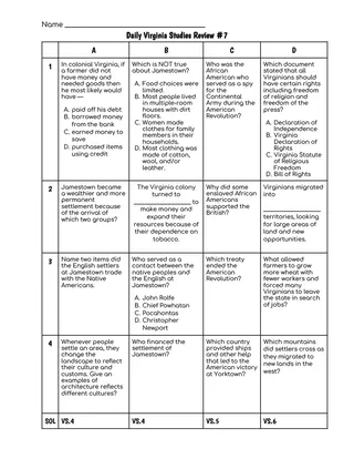 Daily Virginia Studies Review #7 (SOLs 4, 5, and 6) – cover