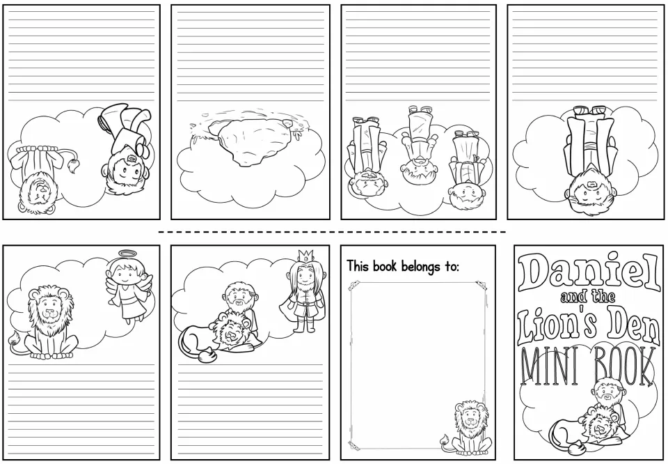 Story retell booklet: each Daniel scene has writing lines for students to retell that part in their own words